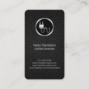 Electric Plug BlackGrunge Electrician BusinessCard Business Card