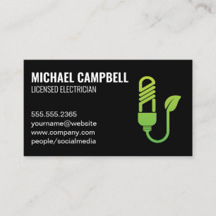 Electric Plug Eco Friendly Icon Business Card