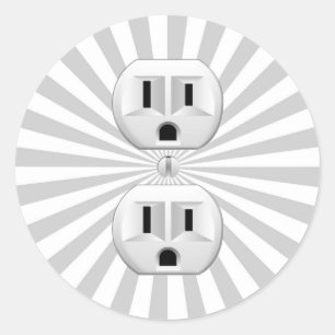 Electric Plug Wall Outlet Fun Customize This! Classic Round Sticker