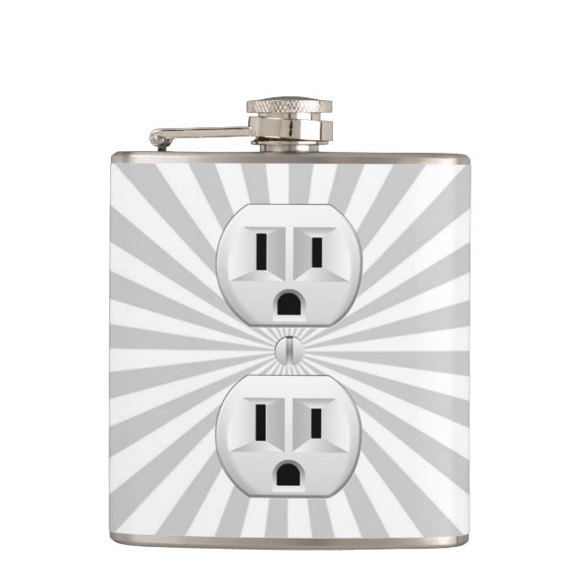 Electric Plug Wall Outlet Fun Customize This! Hip Flask (Front)