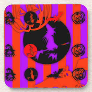 Electric Pop Colours Halloween Witch Square Coaste Coaster