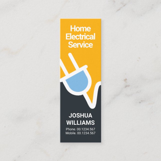 Electric Power Plug Icon Yellow Blue Mini Business Card (Front)