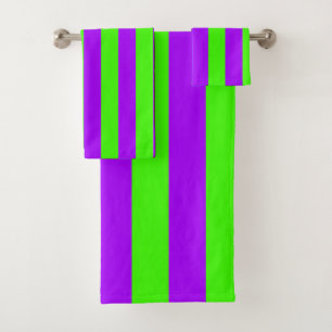 Electric Psychedelic Purple And Harlequin Green Bath Towel Set