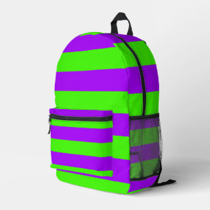 Electric Psychedelic Purple And Harlequin Green Printed Backpack