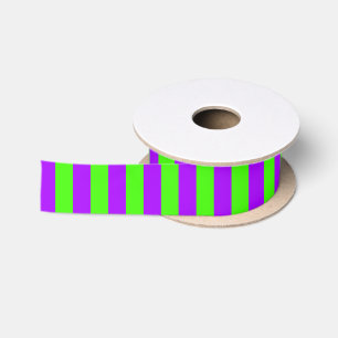 Electric Psychedelic Purple And Harlequin Green Satin Ribbon
