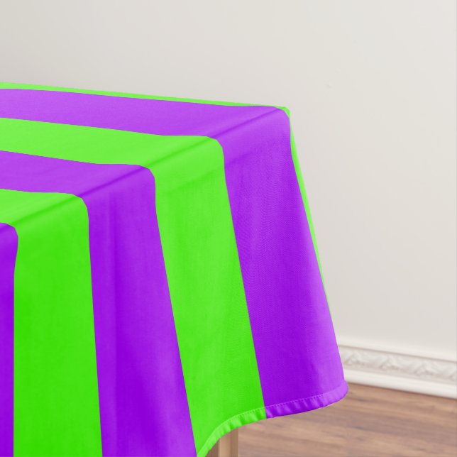 Electric Psychedelic Purple And Harlequin Green Tablecloth (In Situ)