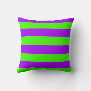 Electric Psychedelic Purple And Harlequin Green Throw Pillow