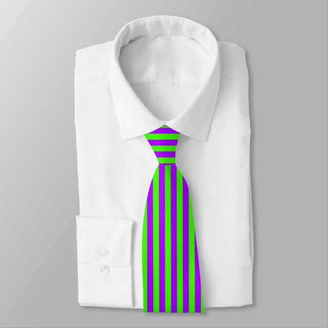Electric Psychedelic Purple And Harlequin Green Tie (Tied)