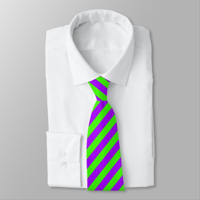 Electric Psychedelic Purple And Harlequin Green Tie (Tied)