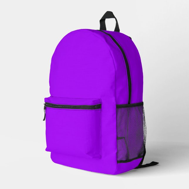 Electric Psychedelic Purple Solid Colour Printed Backpack (Back Corner Right)