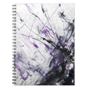 Electric Purple Black White Abstract Chaos Notebook