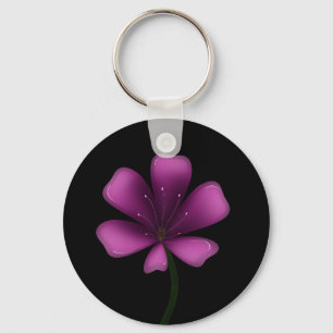 Electric Purple Glossy Bloom Moody Dark Botanical  Keychain