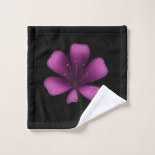 Electric Purple Glossy Bloom Moody Dark Botanical  Wash Cloth