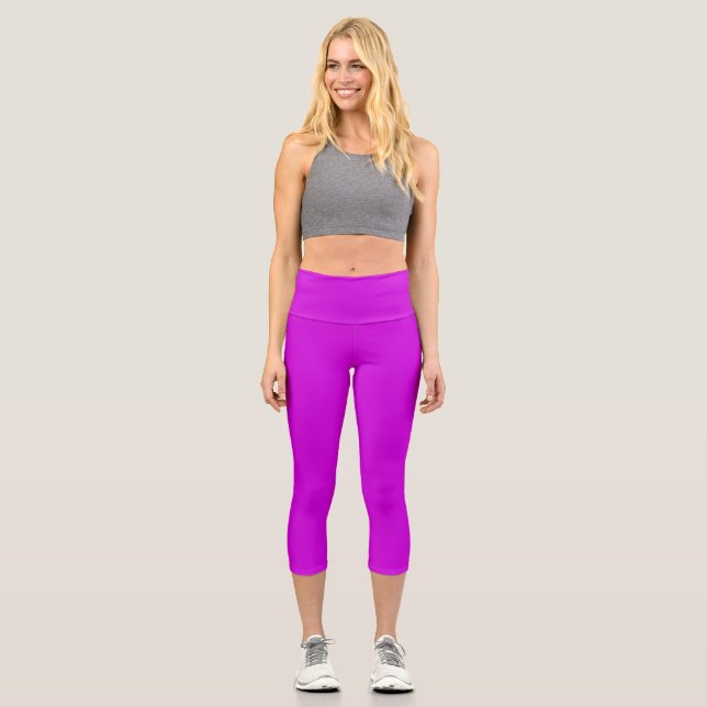 Electric Purple High Waisted Yoga Capris (Front)