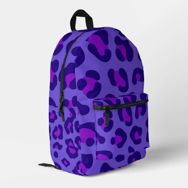 "Electric Purple Leopard" Printed Backpack (Back Corner Left)