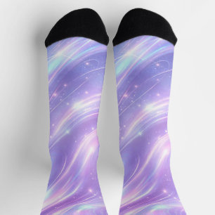 Electric purple neon patterns AI art Socks