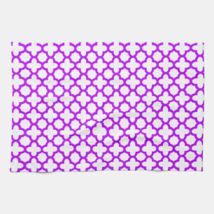 Electric Purple Quatrefoil Pattern Kitchen Towel