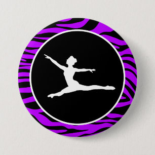 Electric Purple Zebra Stripes; Ballet 3 Inch Round Button