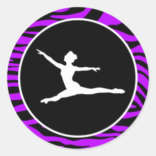 Electric Purple Zebra Stripes; Ballet Classic Round Sticker