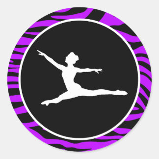 Electric Purple Zebra Stripes; Ballet Classic Round Sticker