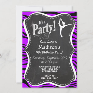 Electric Purple Zebra Stripes; Ballet Invitation