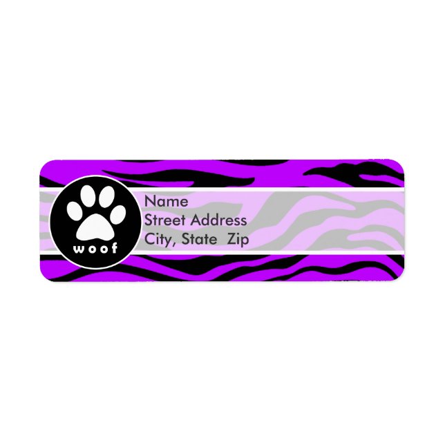 Electric Purple Zebra Stripes; Paw Print (Front)