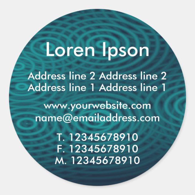 Electric Rain Dark Turquoise Business / Profile Classic Round Sticker (Front)