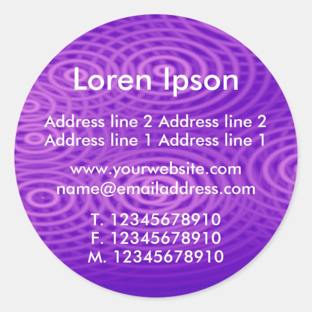 Electric Rain Purple Business / Profile Classic Round Sticker (Front)