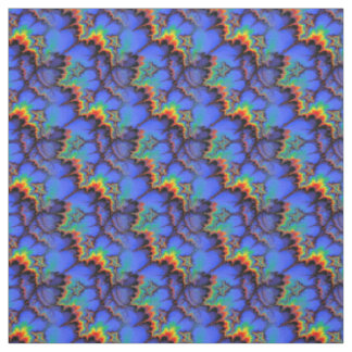 Electric Rainbow Waves Fractal Art Pattern Fabric