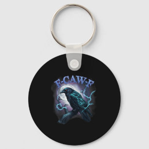 Electric Raven F-caw-f Halloween Moon  Keychain