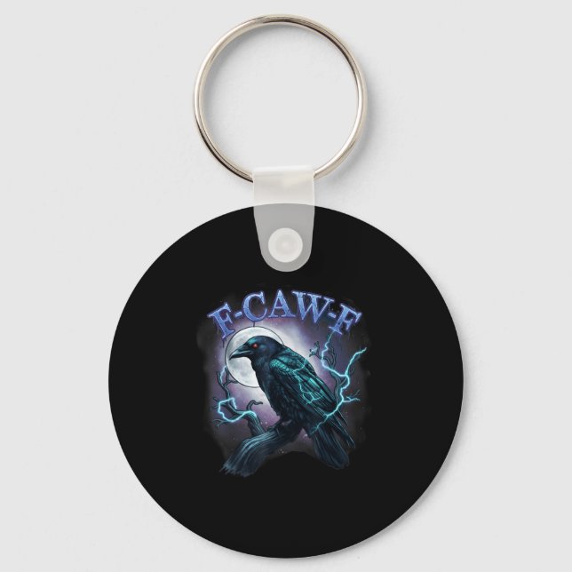 Electric Raven F-caw-f Halloween Moon  Keychain (Front)