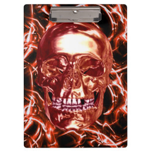 Electric Red Chrome Skull Clipboard