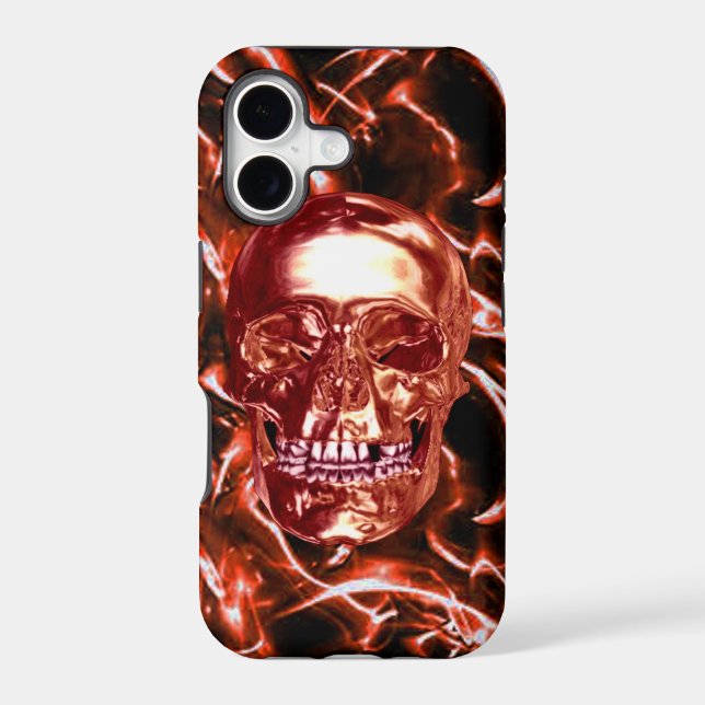 Electric Red Chrome Skull iPhone 5 Case (Back)