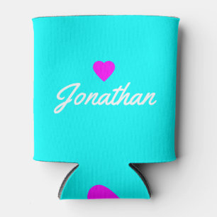 Electric Retro Cyan Vintage PR Heart Signature Can Cooler