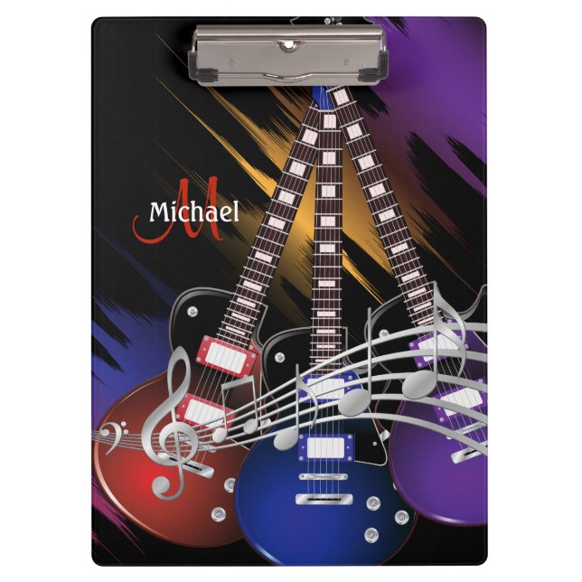 Electric Rock Guitar Music - Personalize Clipboard (Front)