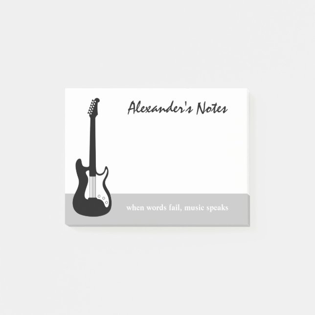 Electric rock guitar post it notes for guitarist (Front)
