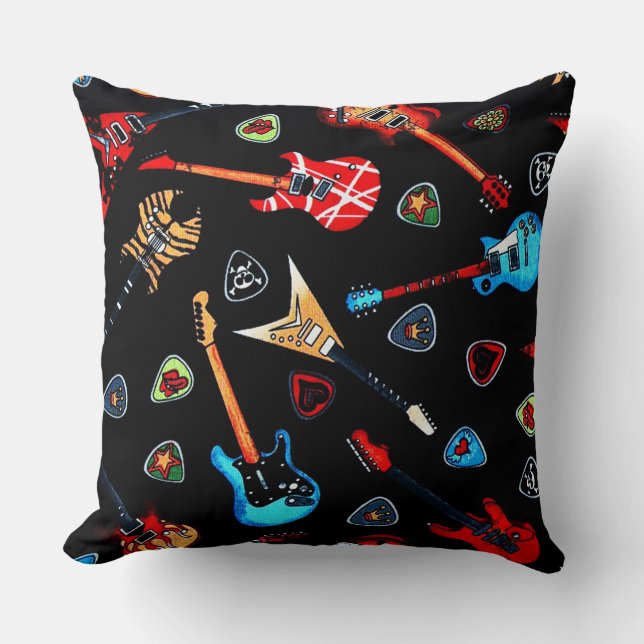 Electric Rock Guitars Throw Pillow (Front)
