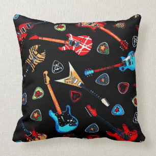 Electric Rock Guitars Throw Pillow