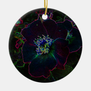 Electric Rose Christmas Ceramic Ornament
