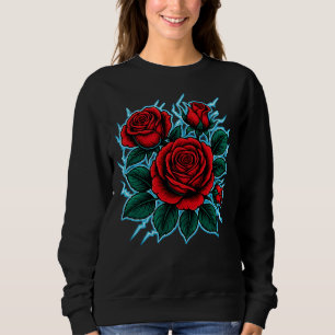 Electric Roses Red Rose & Lightning Bolt Graphic Sweatshirt