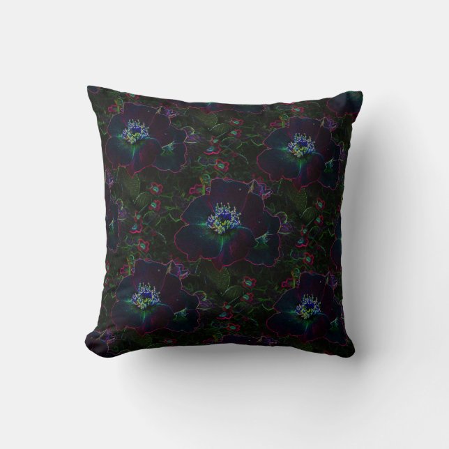 Electric Roses Throw Pillow (Front)