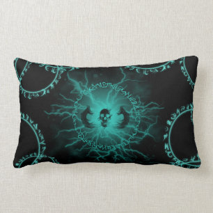Electric Rune & Skull Throw Pillow