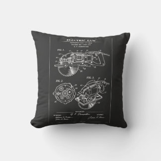 Electric Saw Blueprint Throw Pillow