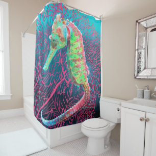 Electric Seahorse Shower Curtain