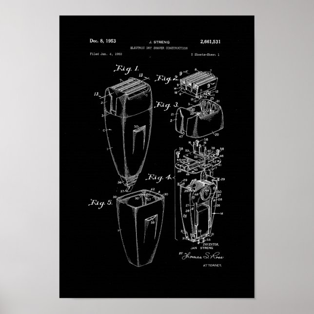 Electric Shaver Patent Poster Barber Shop Decor (Front)
