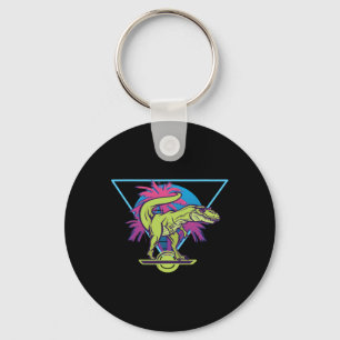 Electric Skateboard Modern Floating T-rex Retro On Keychain