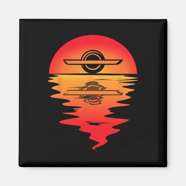 Electric Skateboard Vintage Sunset Onewheel Float  Magnet (Front)