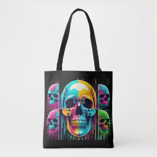 Electric Skulls: A Bold and Surreal Halloween Vibe Tote Bag