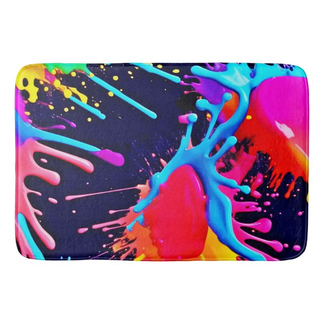 Electric Splashes of Vivid Colours Bath Mat (Front)