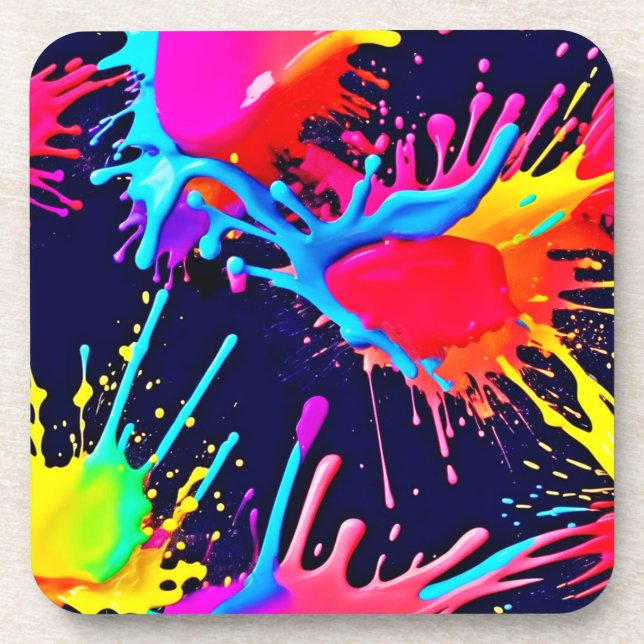 Electric Splashes of Vivid Colours Coaster (Front)
